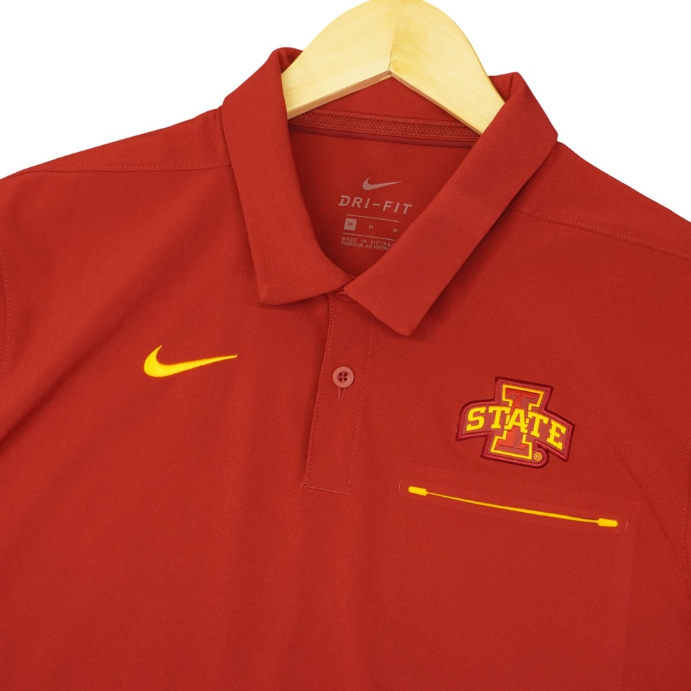 Nike Iowa State University Polo Men Medium Red Dri-FIT Cyclones Golf Performance